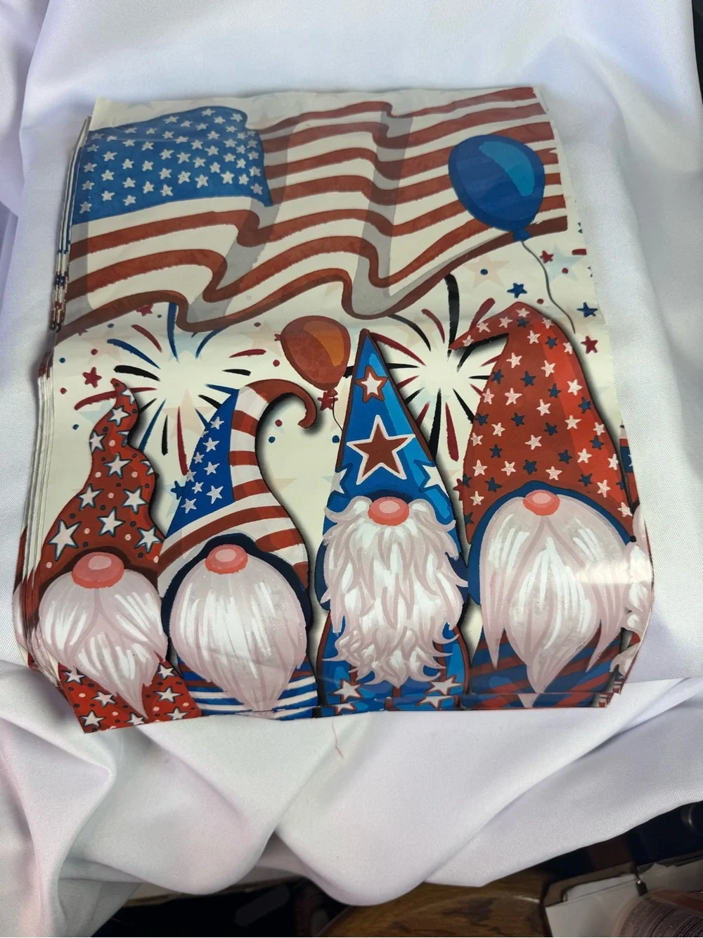 ★ Patriotic Gnome Poly Mailers 10x13 Shipping Bags Fourth of July Pack